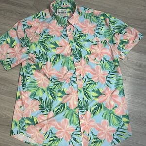 RSVLTS Shirt Men's X-Large Button Down Short Sleeve Hibiscus Floral Kunuflex